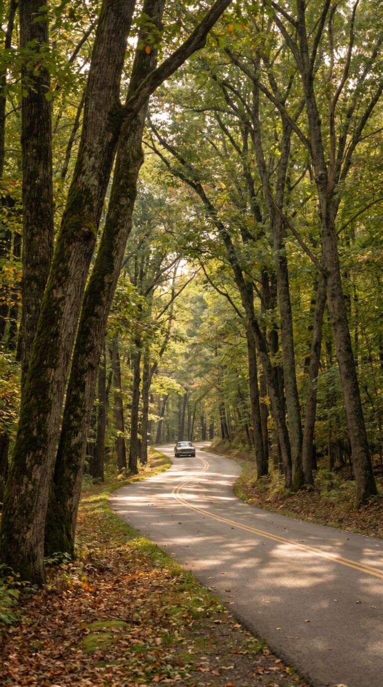 Scenic forest road through Allegheny National Forest Pennsylvania