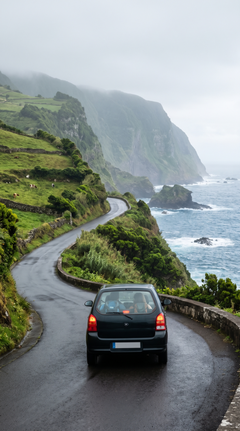 Getting around Azores rental car coastal road