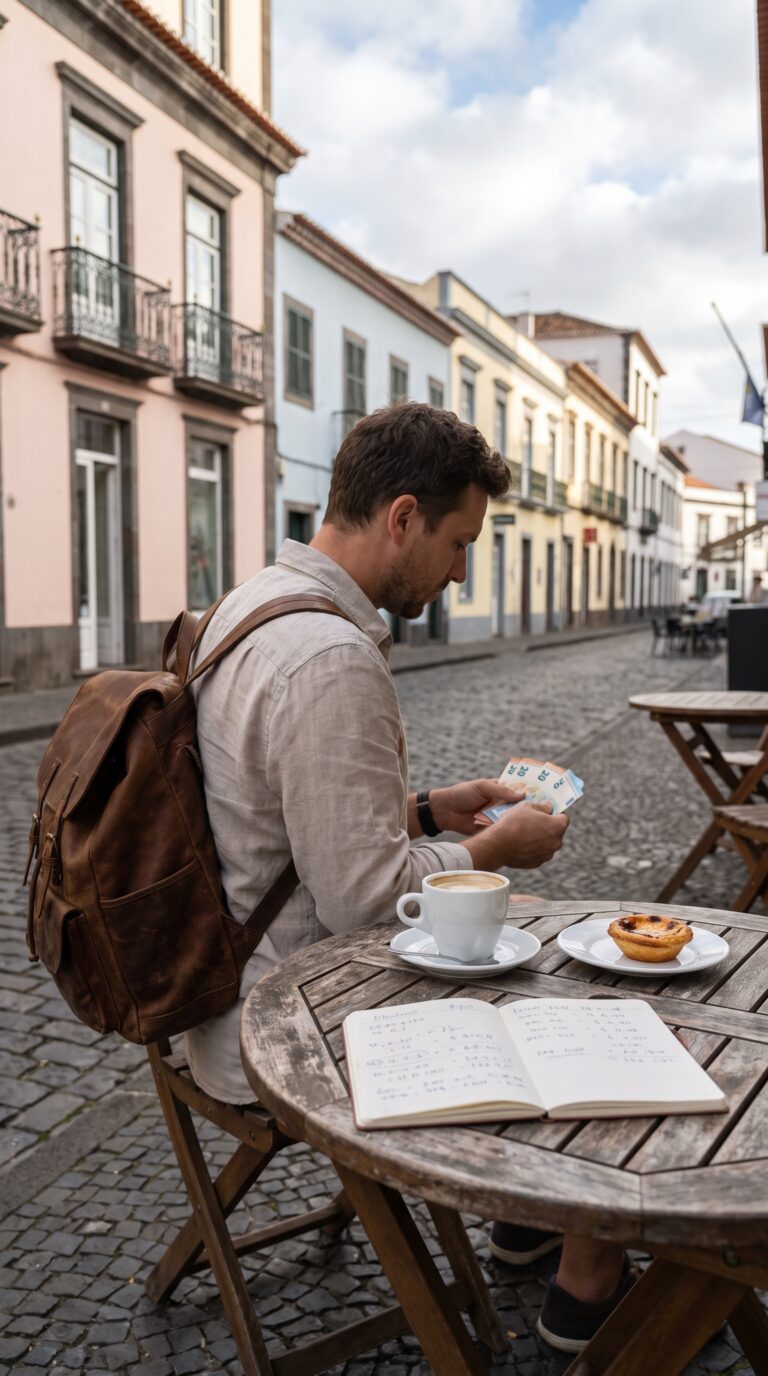 Azores travel budget costs cafe Ponta Delgada