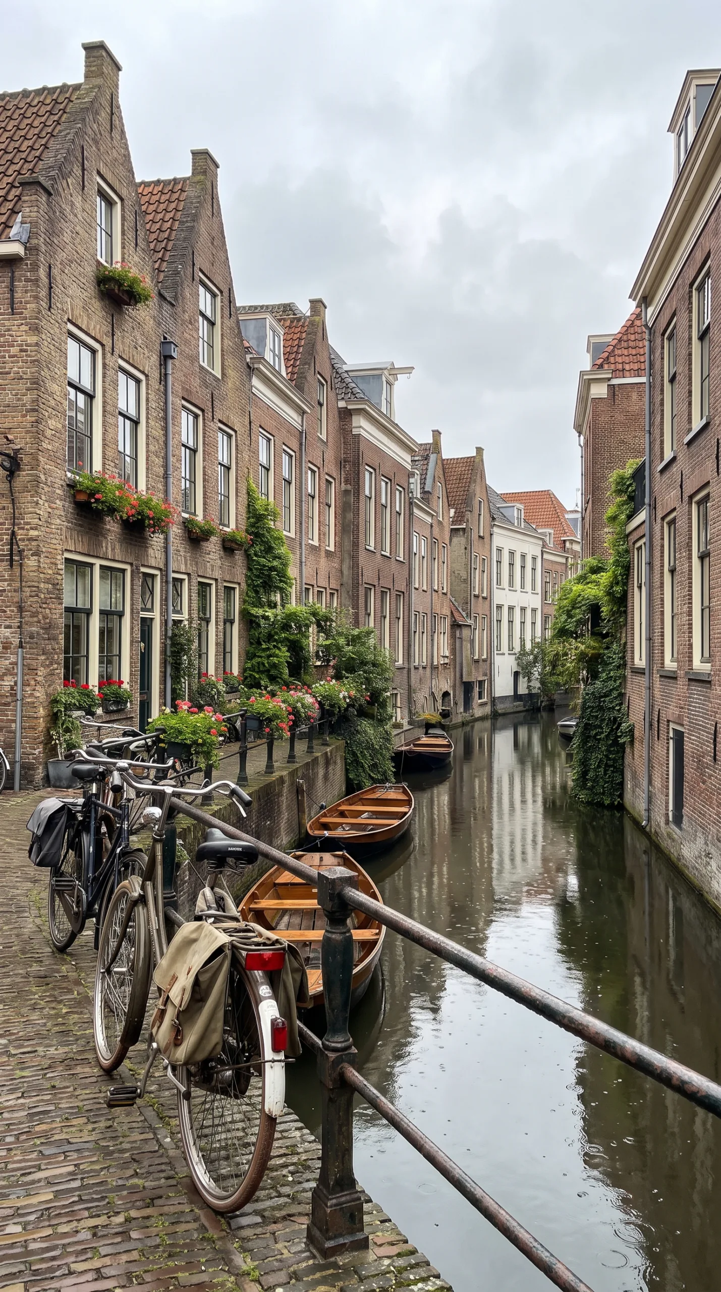 Residential canal street in a neighborhood of Amersfoort, Netherlands