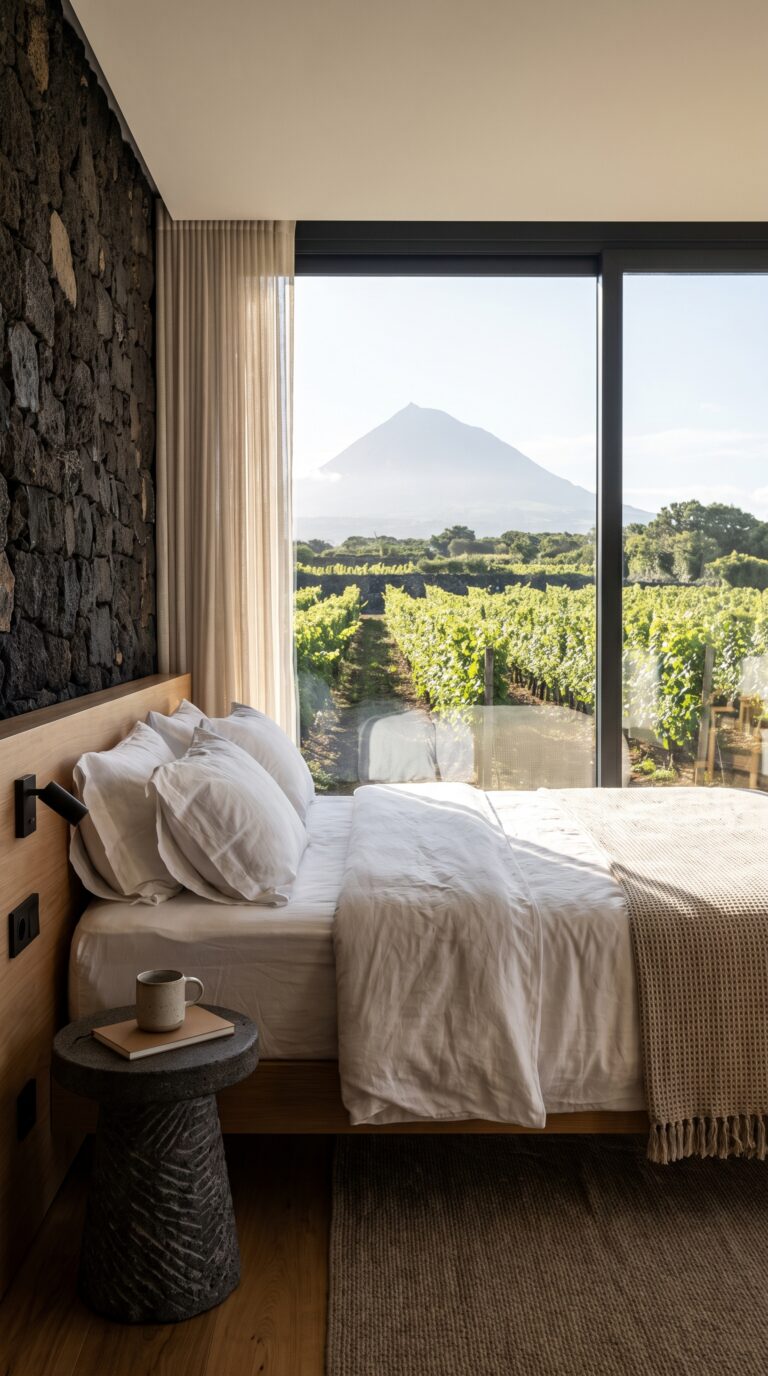 Boutique hotel room with vineyard views at Pico Vineyards Hotel