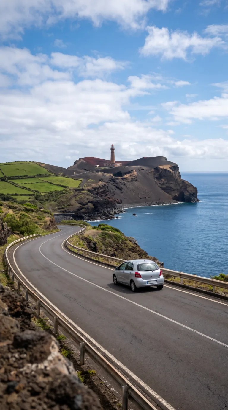Coastal road to Capelinhos Volcano from Horta on Faial Island Azores