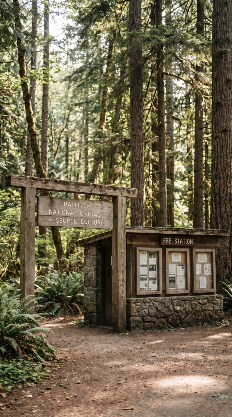 Entrance and fee information area at Ricketts Glen State Park Pennsylvania