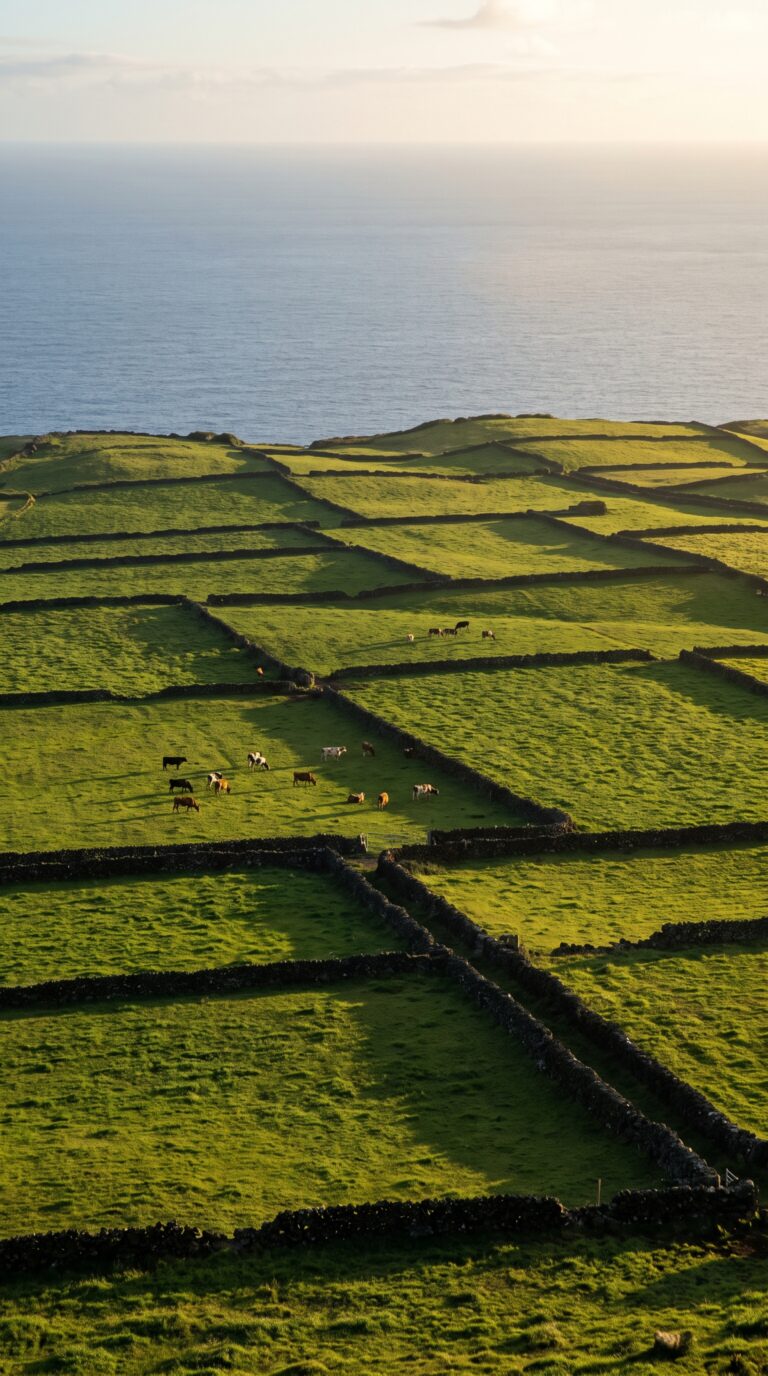 Geometric patchwork fields viewed from Serra do Cume viewpoint, Terceira
