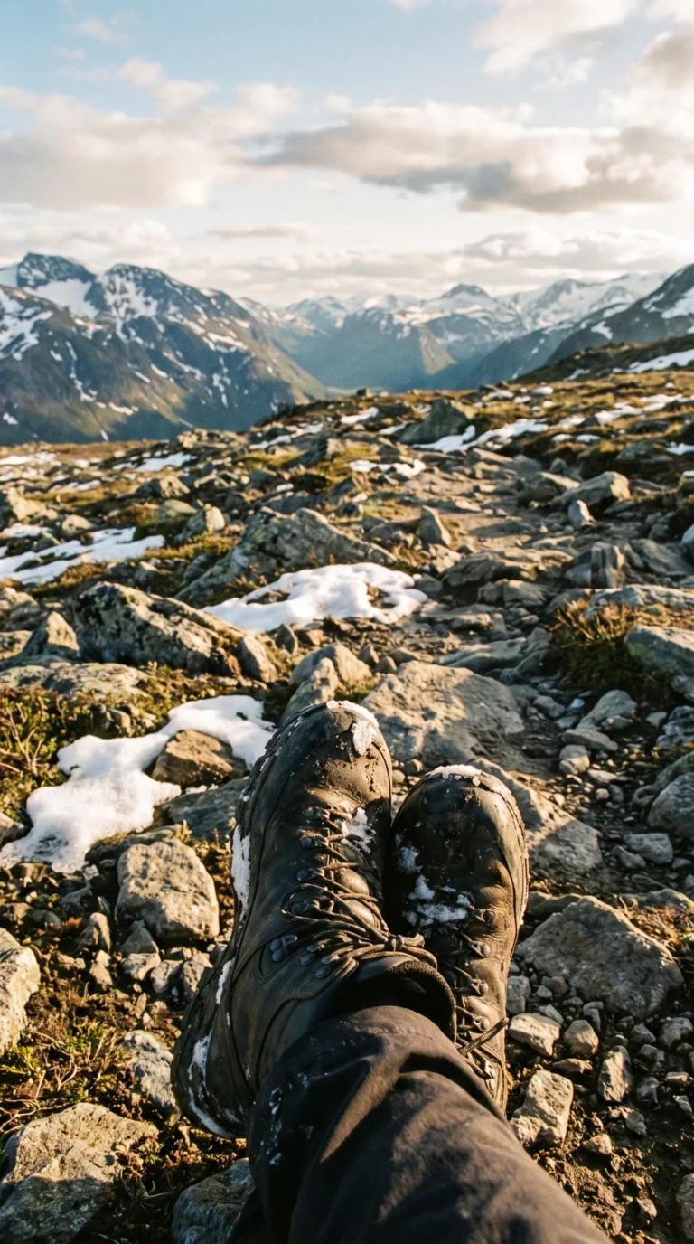 Boots for trails and snowfields for Jotunheimen National Park hiking