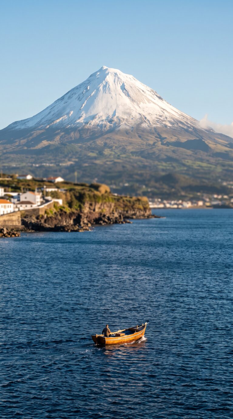 Mount Pico volcano view from Horta across the channel, Pico Island, Azores