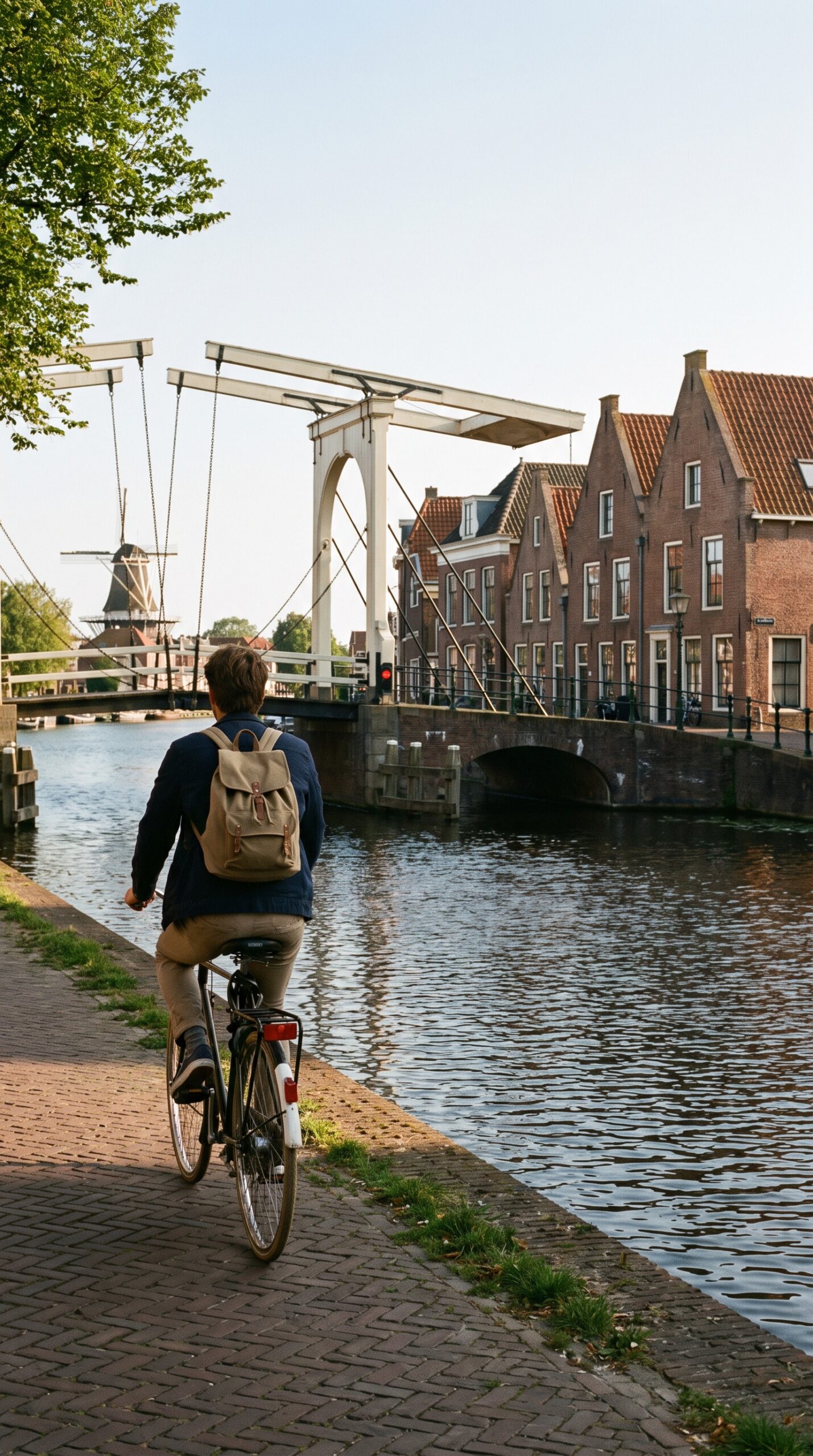 Traveler cycling a canal path, Netherlands itinerary for 5, 7, and 14 days