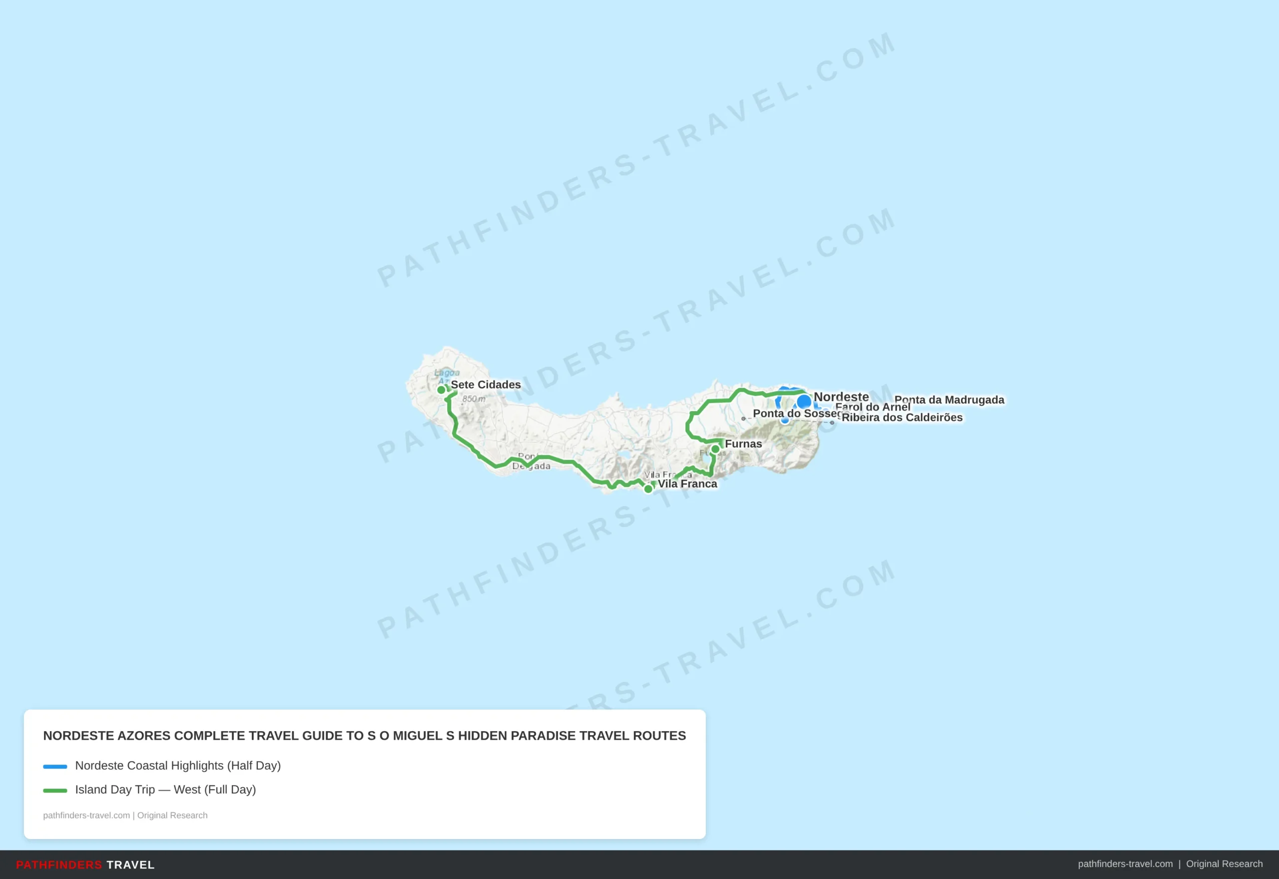 Map showing travel routes for Nordeste, Azores: Complete to São Miguel's Hidden Paradise with road trip itineraries