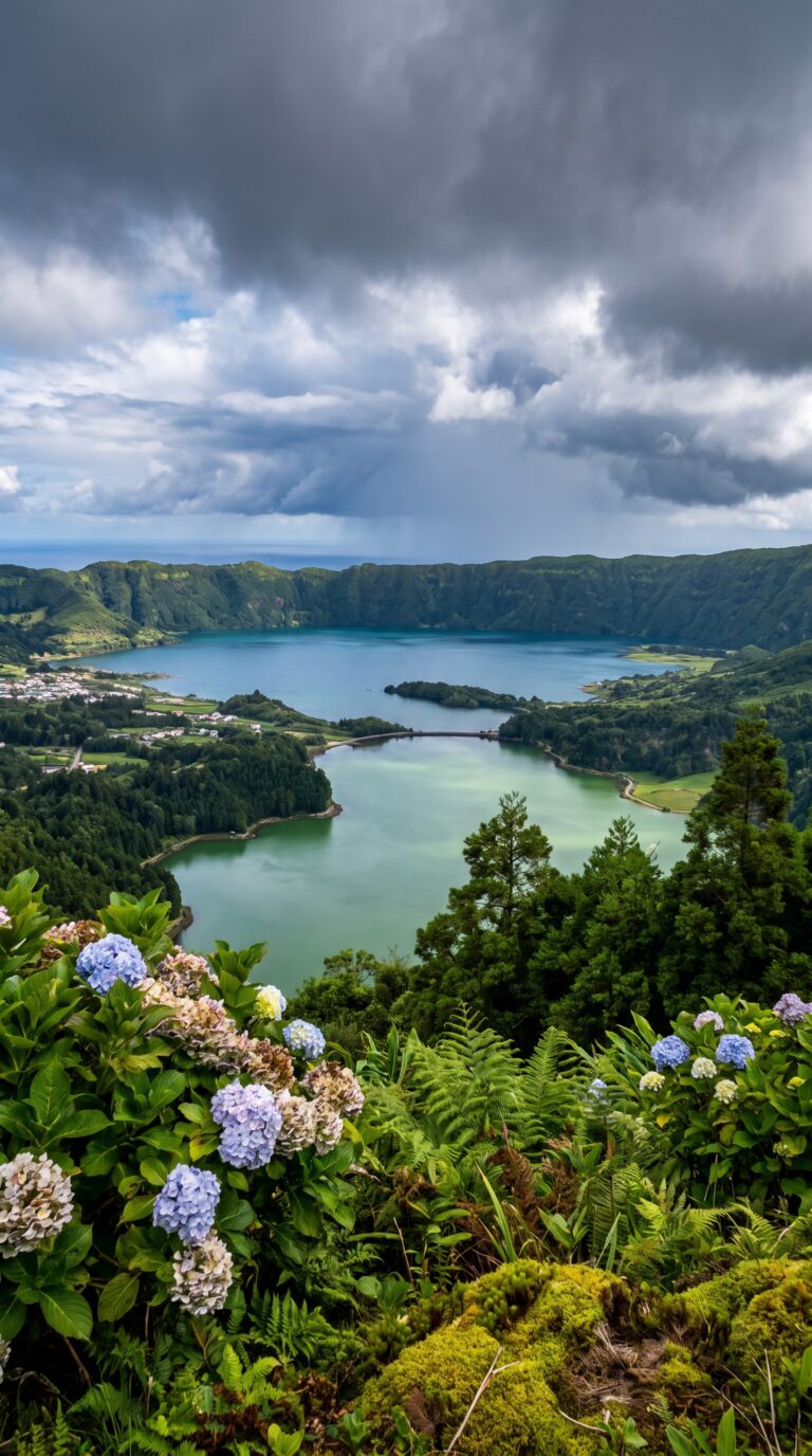 Sete Cidades twin lakes on São Miguel Island, Azores