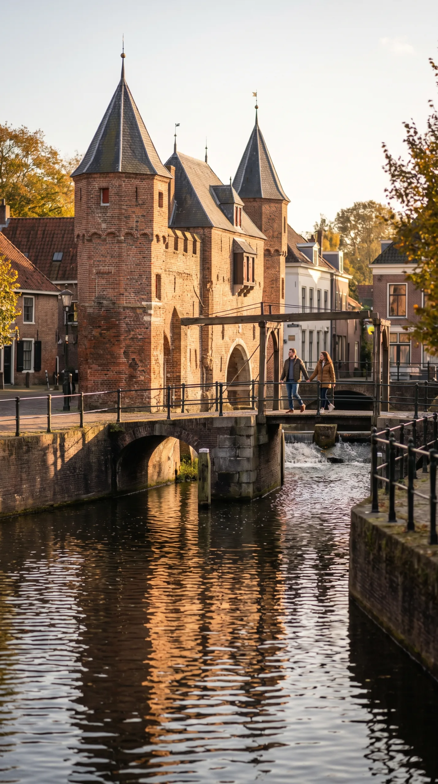 The Koppelpoort medieval gate over the canal in Amersfoort, Netherlands