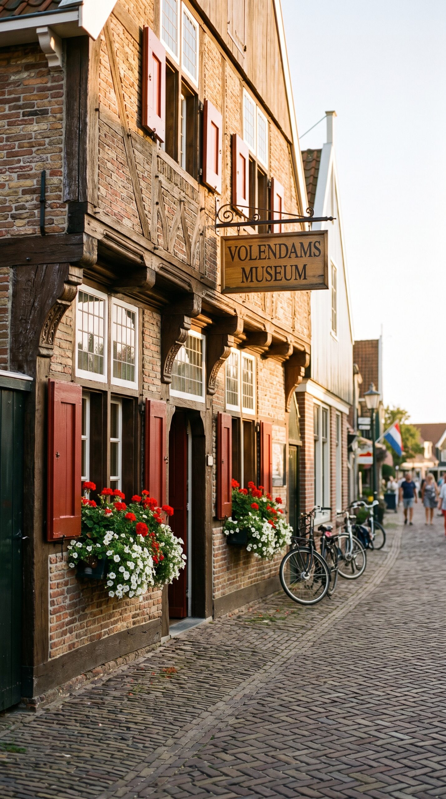 Traditional wooden building housing a cultural attraction in Volendam, Netherlands