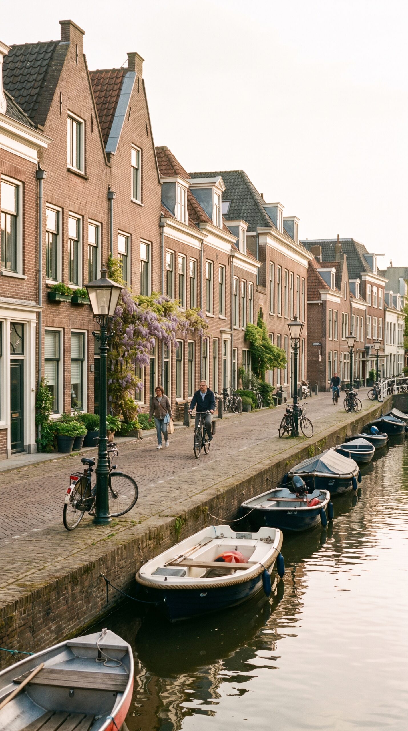 Residential canal street in a neighborhood of Utrecht, Netherlands