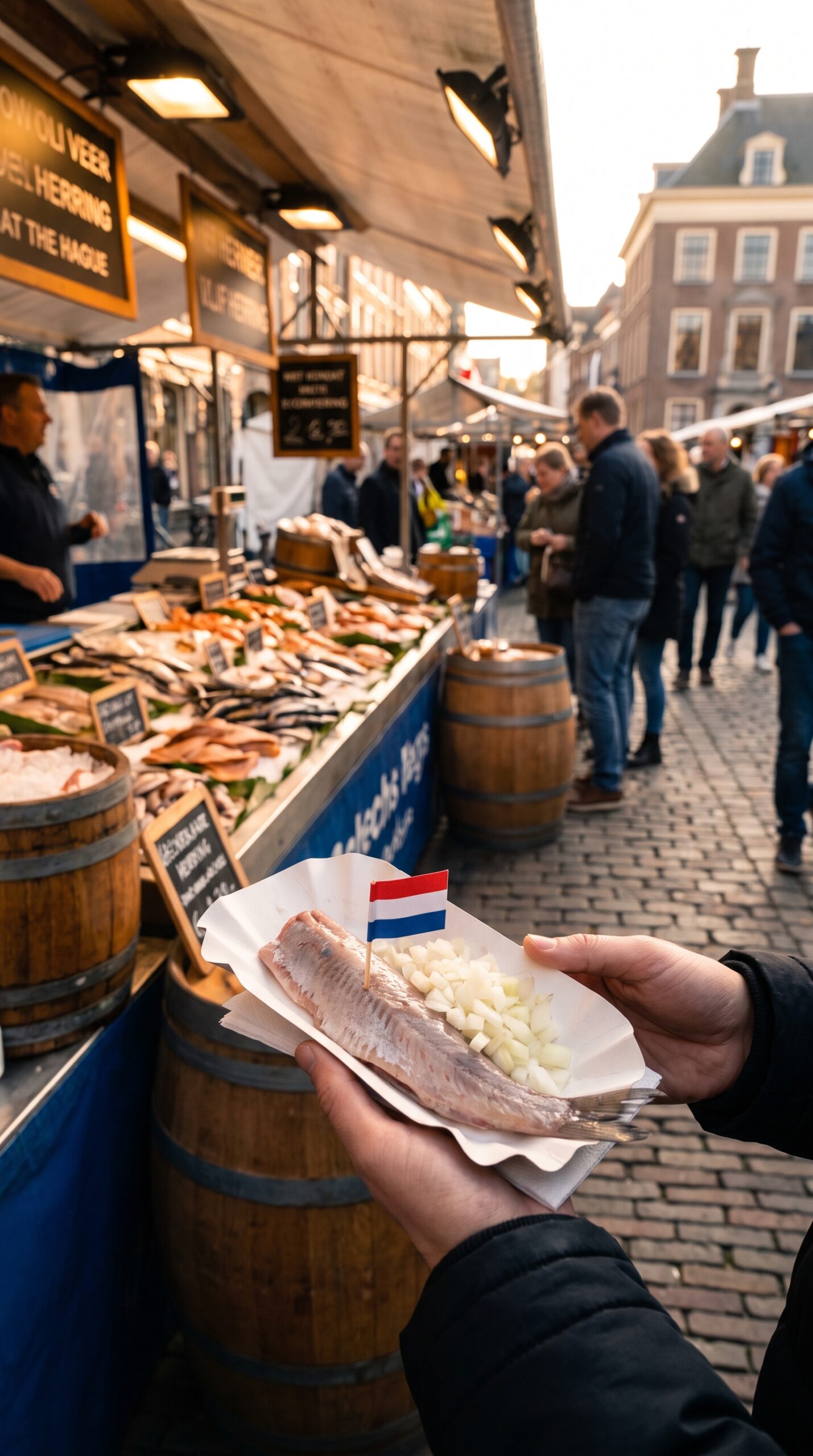 Fresh Dutch herring stall in The Hague, Netherlands