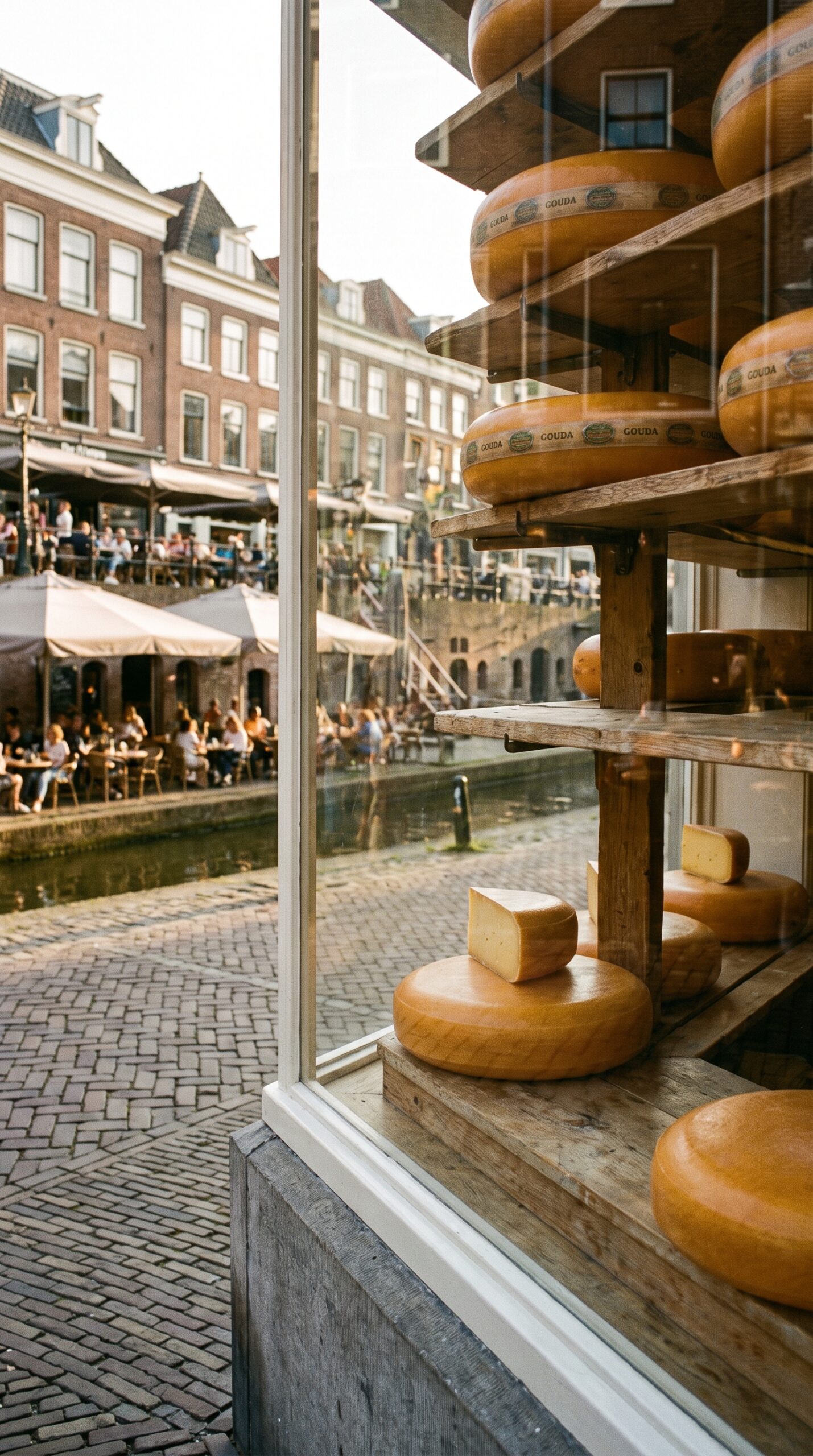 Dutch Gouda cheese display in a shop in Utrecht, Netherlands